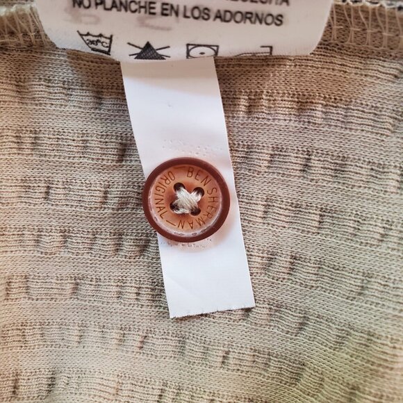 NWT BEN SHERMAN SZ L Seersucker 100% Cotton Knit Short Sleeve Button Down Shirt - Picture 11 of 11